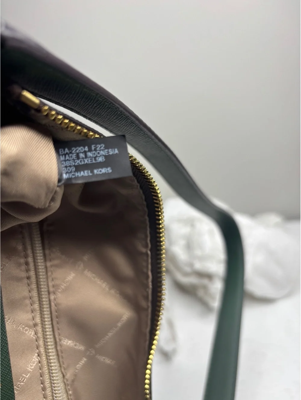 Michael Kros Signature Logo Hobo Bag Green & Brown